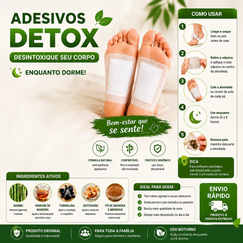 10 a 50 Almofada Detox Natural Para Pés Elimine Toxinas Enquanto Dorme.