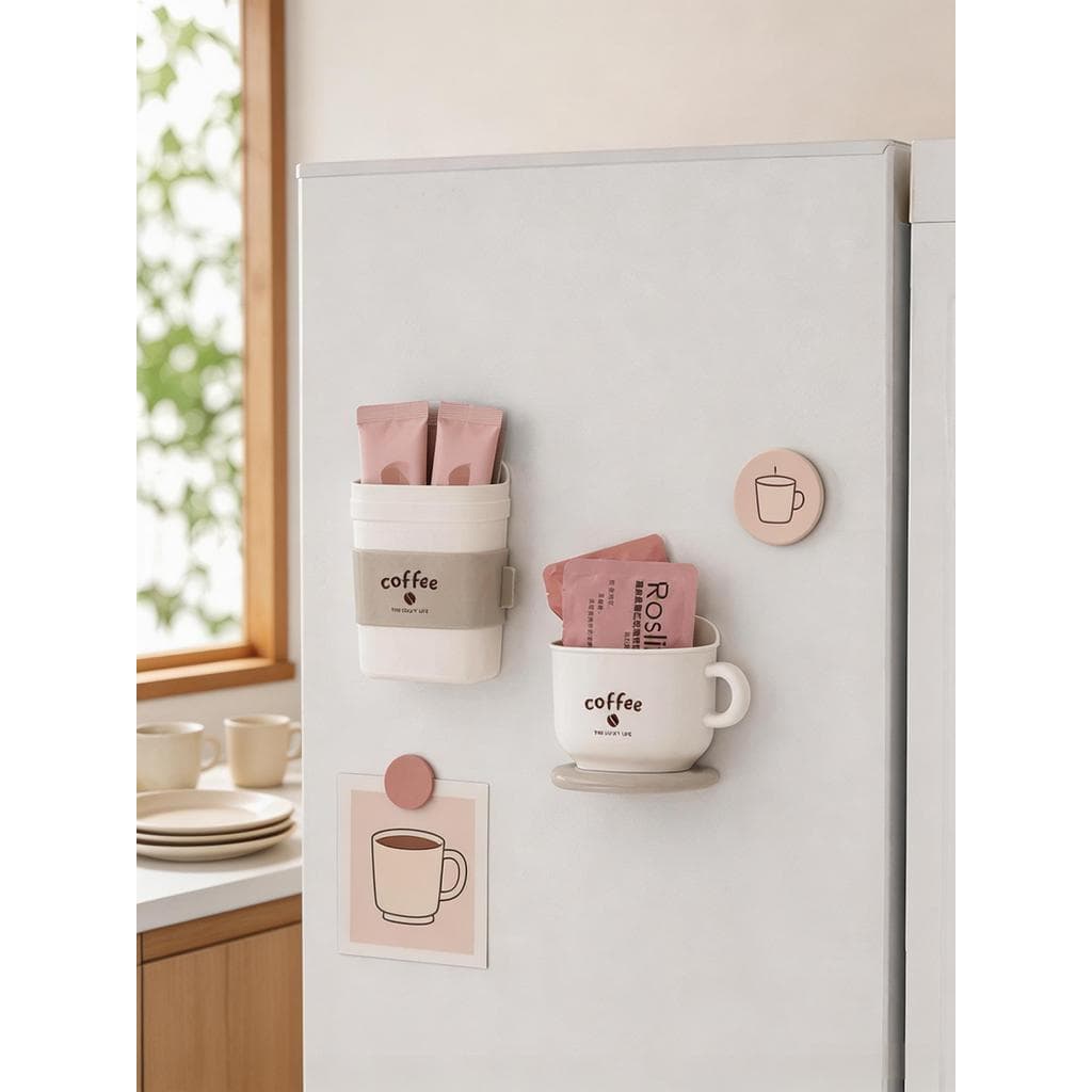 Caixa de armazenamento magnética para geladeira, saco de chá e café, rack de armazenamento, suprimentos de cozinha, ferr