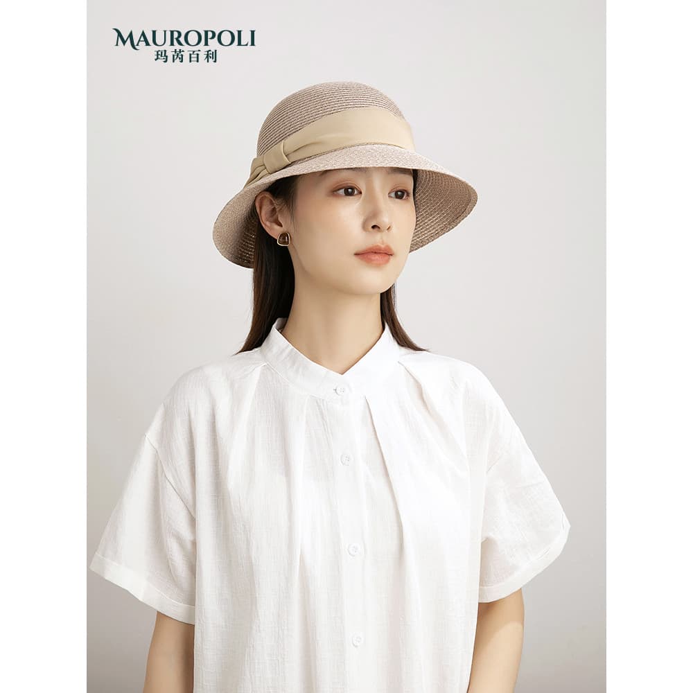 Moda palha pára-sol chapéu de palha feminino 2026 novo estilo verão nicho dobrável beira-mar grande borda protetor solar