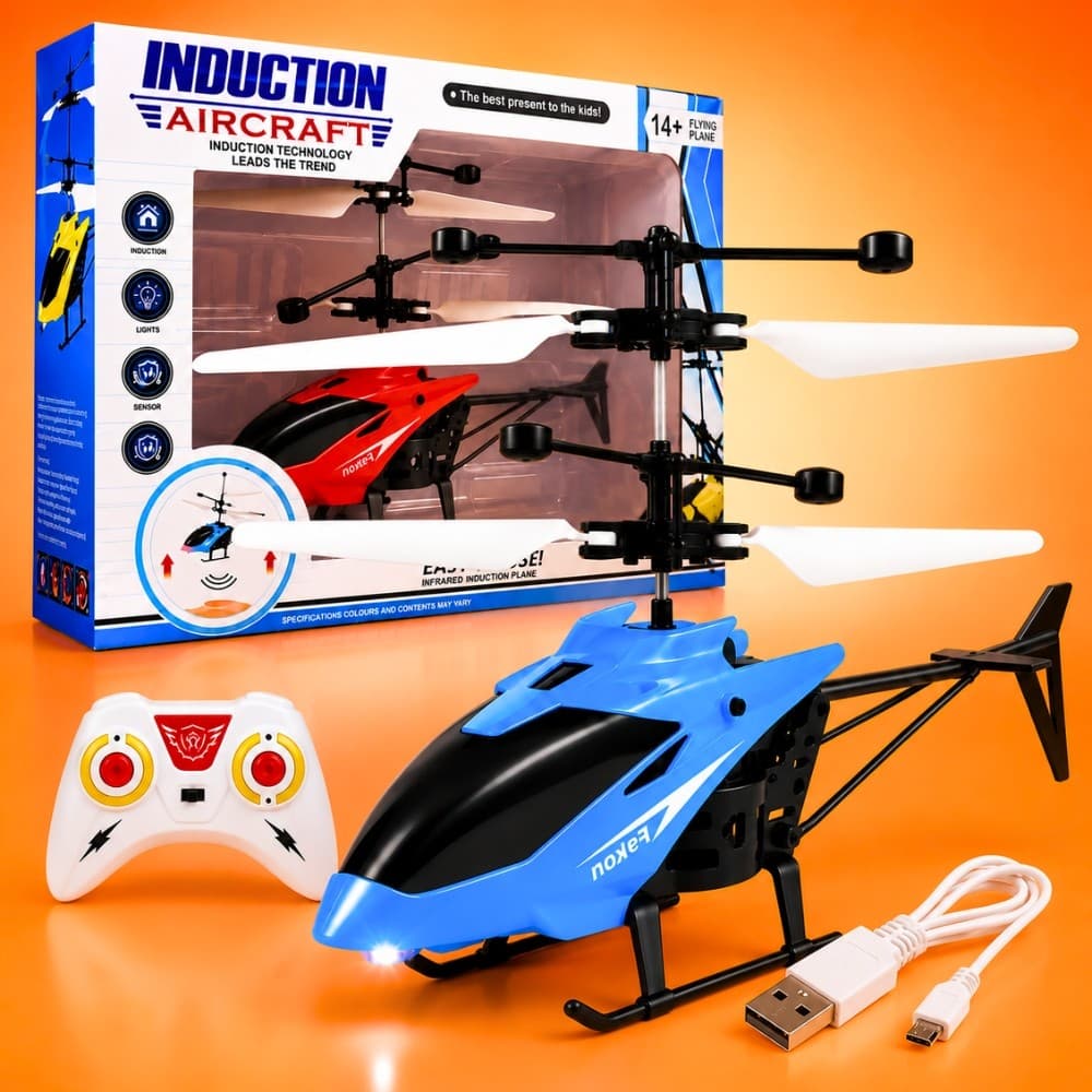 Helicóptero Controle Remoto Infantil Cor Sortido Sensor de Indução RC 2.4GHz Luz LED Recarregável Voo Estável Criança