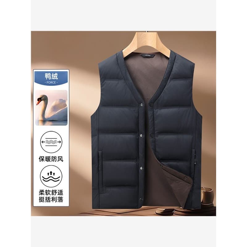 Romon colete masculino 2026 novo estilo inverno quente para baixo colete leve de meia-idade pai idoso sem mangas colete