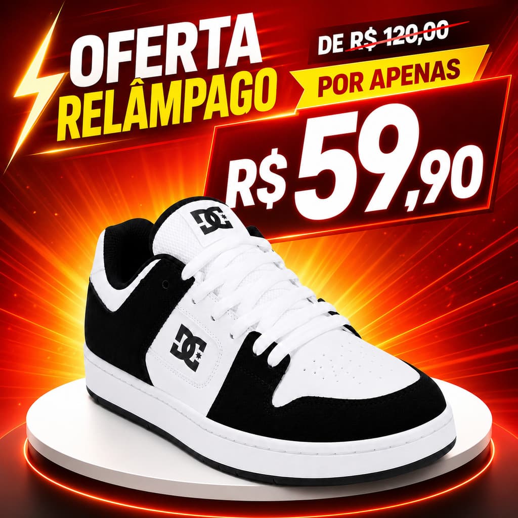 Tênis DC Masculino e Feminino Estilo Skate Urbano Confortável - Envio Imediato - Dia a Dia