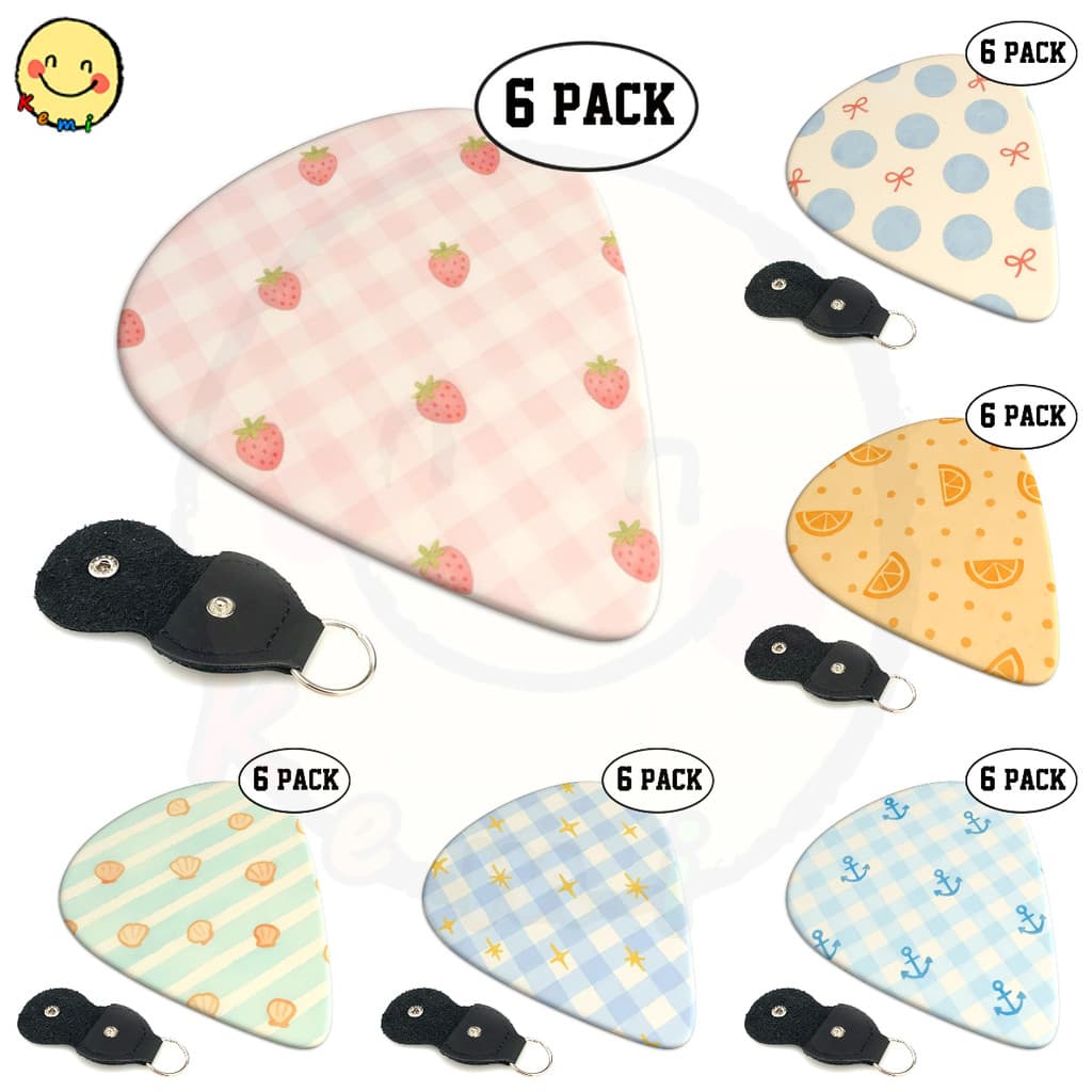 Palhetas De Guitarra Com Padrão Fofo , 6 Pacotes-0.46 Mm 0.71 0.96 , Presente Exclusivo Para Guitarras Baixo , Elétricas