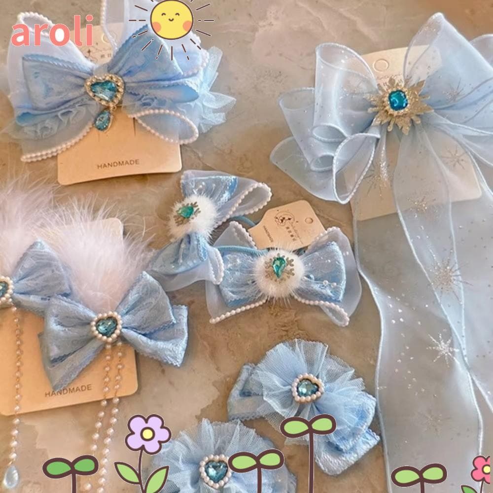 Grampos De Cabelo AROLI Princess Pompom , Fita Longa Para Meninas , Escolares , Prendedor De Bico De Pato