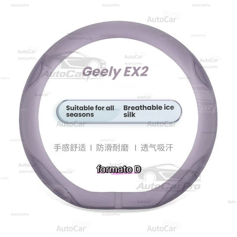 Capa para Volante Geely EX2 em Seda Gelada Respirável, Tipo D, Acessório Interior Unissex, Adequado para Motoristas Masc