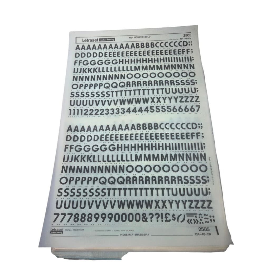 Letraset 25 X 38 cm Letras Adesivas Ref. 2505 Altura 11.8 mm