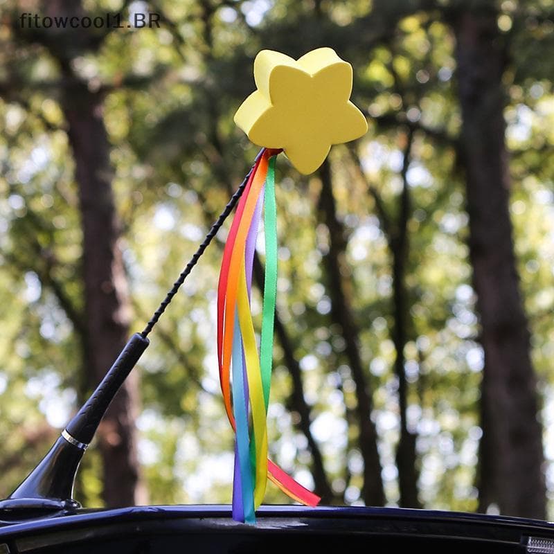 FCBR 1 Peça Acessórios Para Carros Colorido Estrela Streamer Universal Fofo Legal Antena De Carro Capa Superior Decoraçã