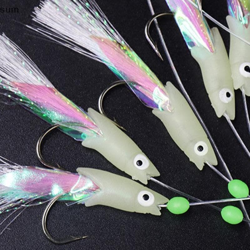[sum] 5 Peças Isca Artificial Laser Pele De Peixe Espanhol Maerel Gancho Luminoso Pesca Sabiki Equipamento De Corda Para
