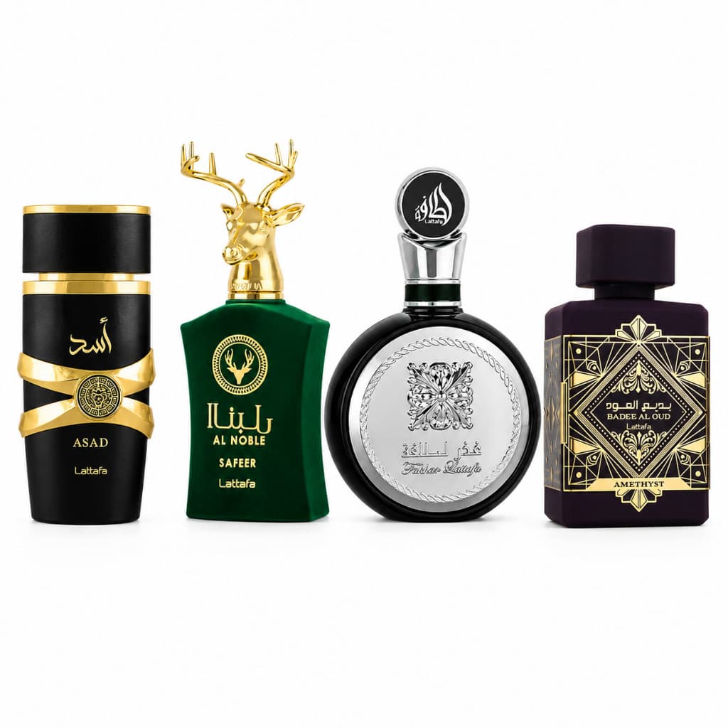 Perfumes Árabe Masculinos Kit 4 Unidades Luxo Oriental Alta Fixação Fragrâncias Marcantes