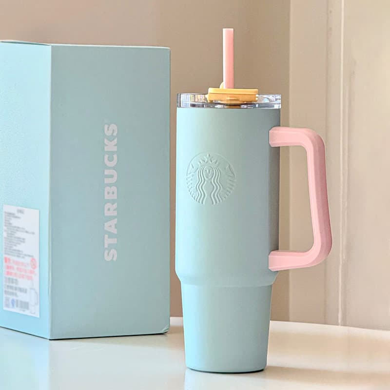 Starbucks copo novo estilo gelo mestre copo isolamento de aço inoxidável palha copo água carro grande capacidade enviar