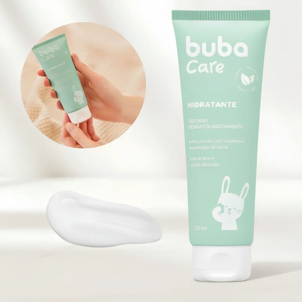Loção Hidratante Para Bebê Buba Care 120ml Fórmula Suave Natural Vegano Rápida Absorção