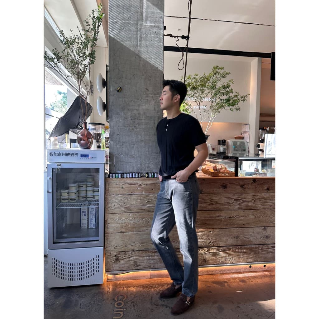Moda masculina primavera outono carvão cinza jeans retos clássico Retro alta cintura média tornozelo comprimento jeans C