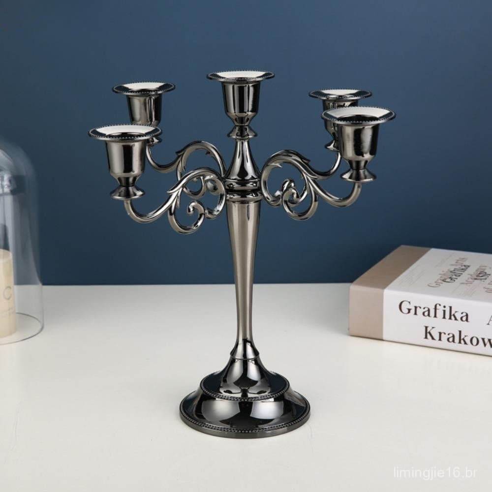 Suporte De Vela YISHENG , Castiçal Europeu De Liga De Metal 3/5 Braços , Candelabro Retrô Galvanizado Vintage
