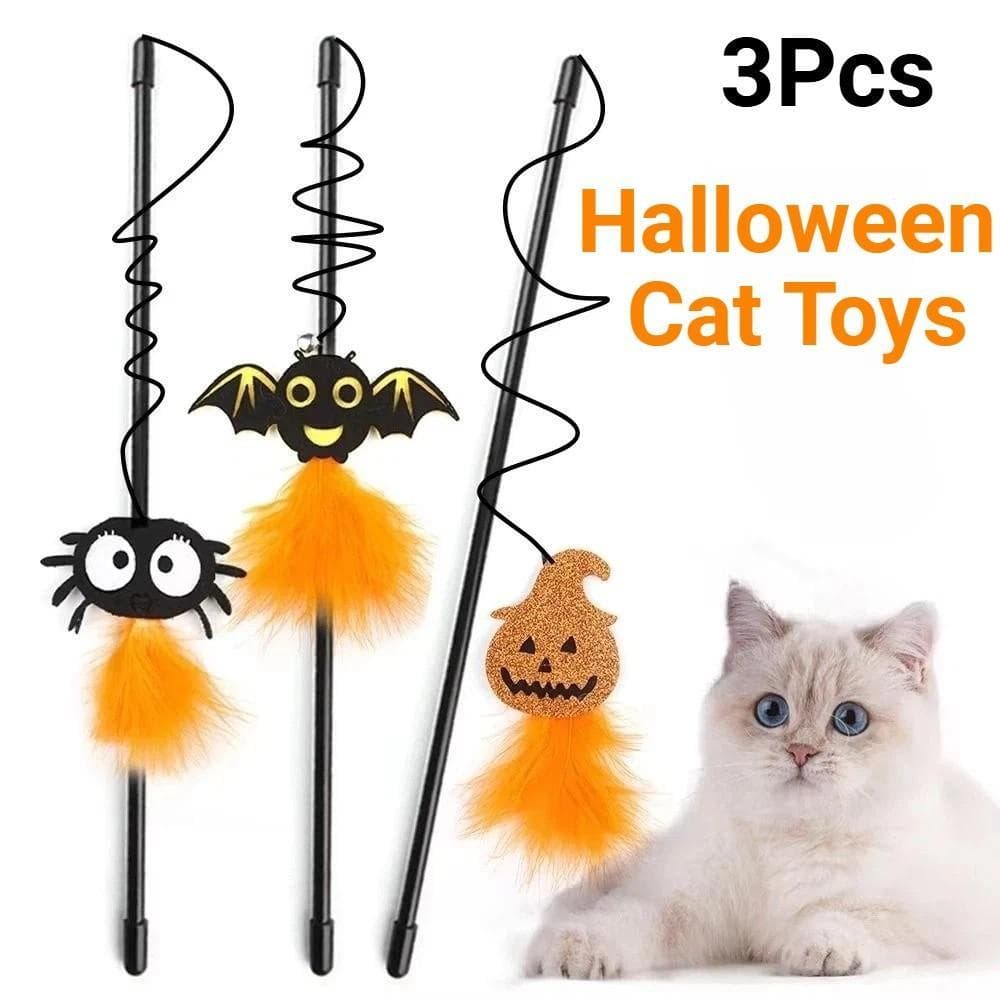 MXFASHIONE 3 Peças De Brinquedos Para Gatos De Halloween , Brinquedo Engraçado De Varinha De Gato Estilo Haste De Plásti