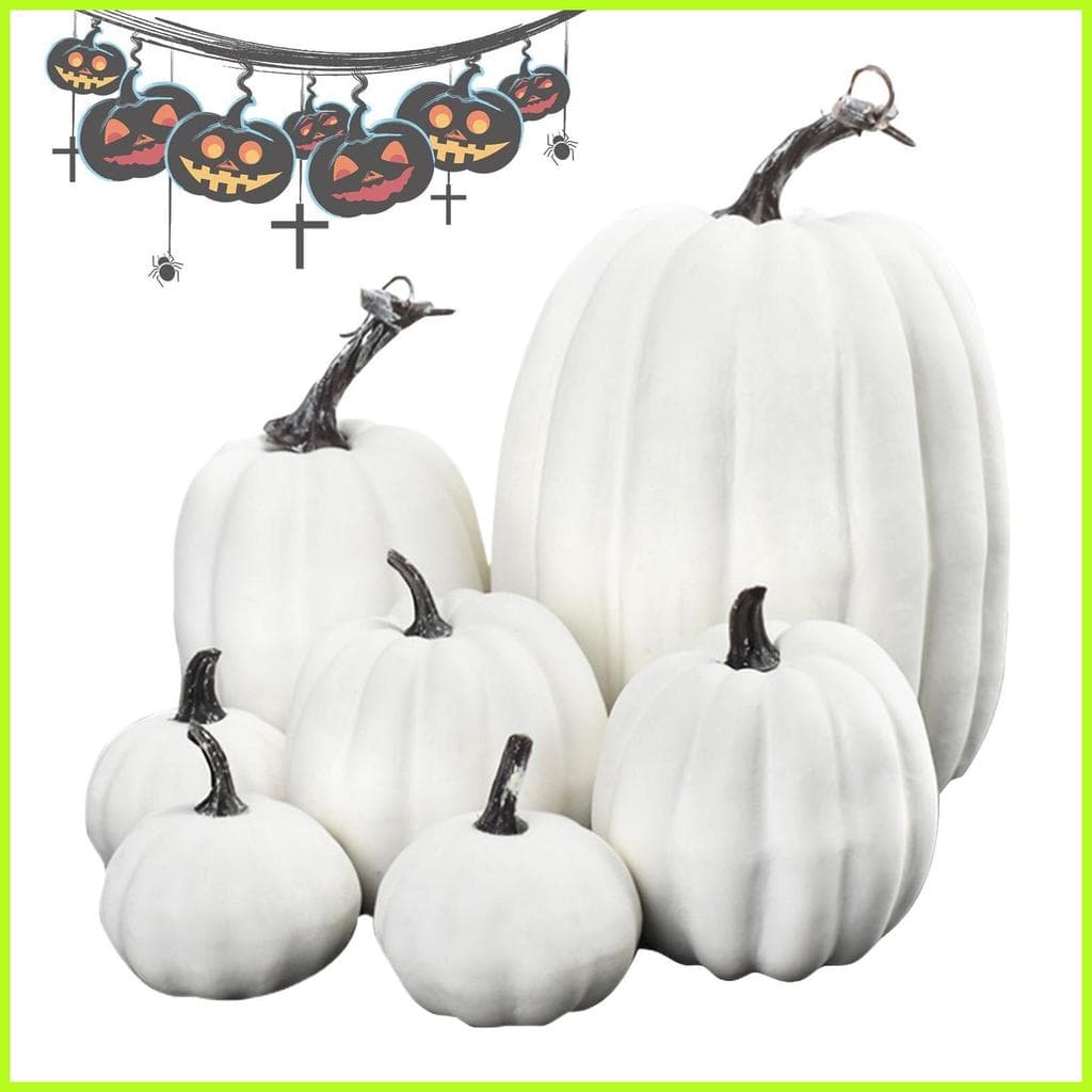 Abóboras Artificiais 7 Peças , Decoração De Halloween De Vários Tamanhos , Vegetais Falsos Decorativos Para Proprietário