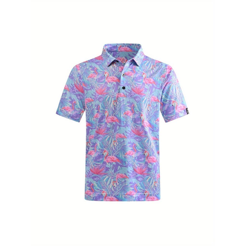 Camisa polo masculina casual com bloqueio de cores geométricas, camisa polo de manga curta, camisa com gola, esportes ao