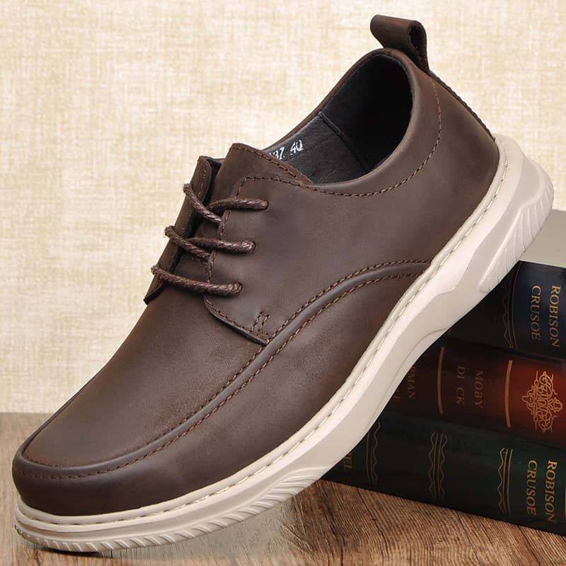 Macacão primavera outono sapatos masculinos britânico dedo do pé redondo sola macia respirável sapatos de couro Casual m