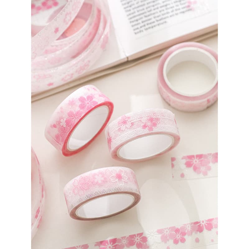 Primavera cereja série de linguagem piscando pet fita à prova dwaterproof água padrão flor manual diy paisagismo decoraç