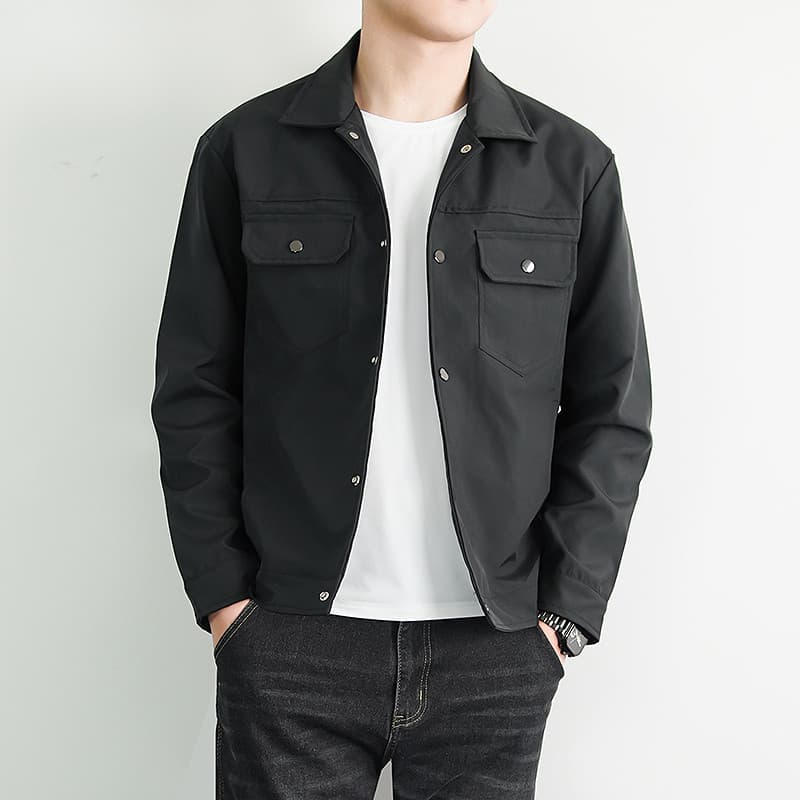 Primavera outono jaqueta masculina novo estilo Casual lapela macacão jaqueta na moda All-Match bonito roupas de outono r
