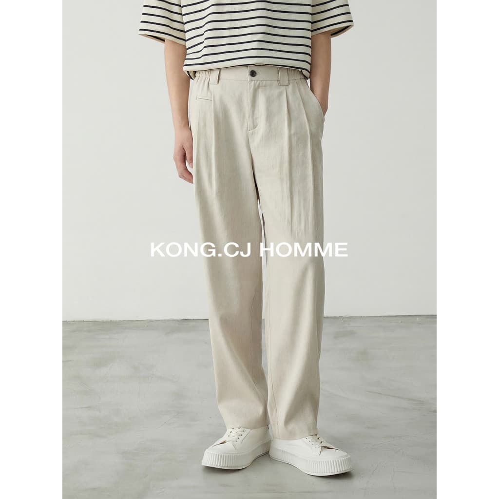 KCJ 100% Lyocell legal sentimento negócios em linha reta calças casuais masculinas primavera verão All-Match estilo dinh