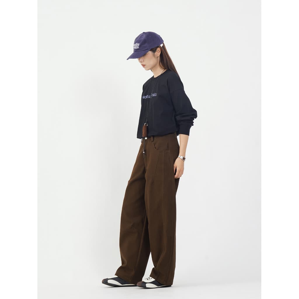 NaturalFlow NaturalFlow Perna Larga Solta Calça Machete Reta Calça Casual