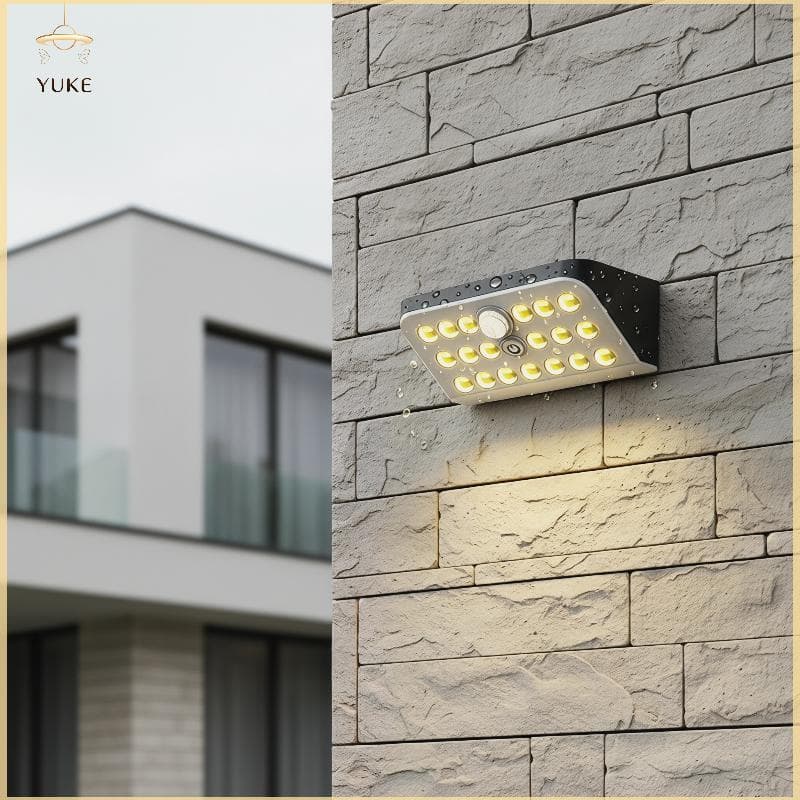 YUKE Sensor De Movimento Movido A Energia Solar Luz De Parede Ao Ar Livre Crepúsculo Amanhecer Iluminação LED IP54 À Pro
