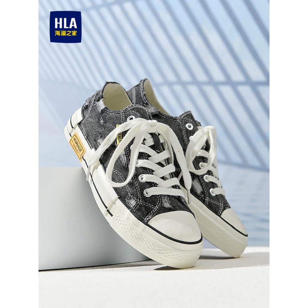 HLA/Hailan House sapatos masculinos 2026 novo estilo sapatos de lona masculino na moda costura moda estilo Preppy sapato