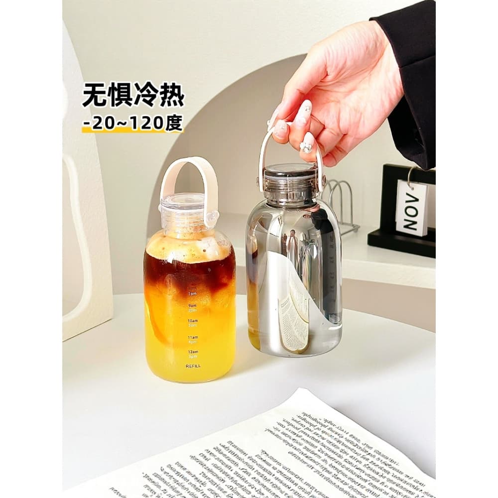 Copo de vidro simples Mini menina alta escala borosilicato café da manhã portátil leite soja Takeaway leite café copo ág