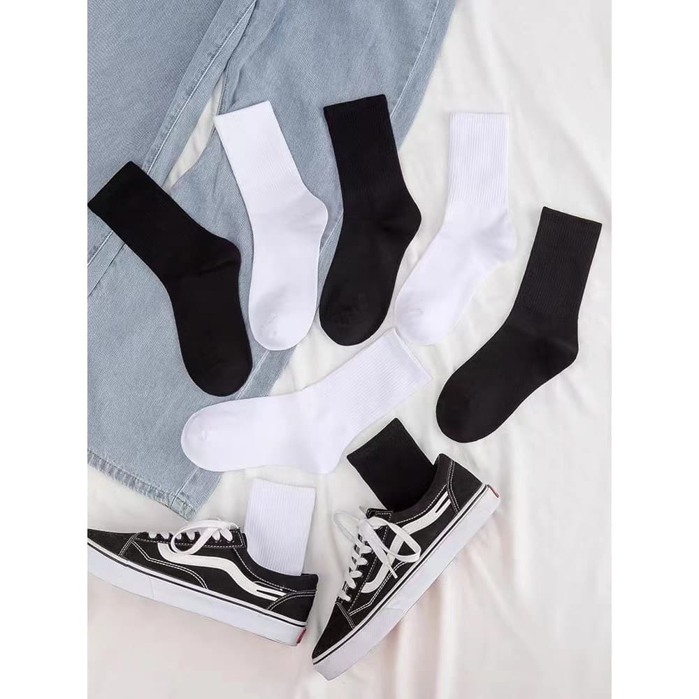 Meias pretas masculinas mulheres tubo médio meias cor sólida ins na moda meias brancas verão outono estilo fino esportes