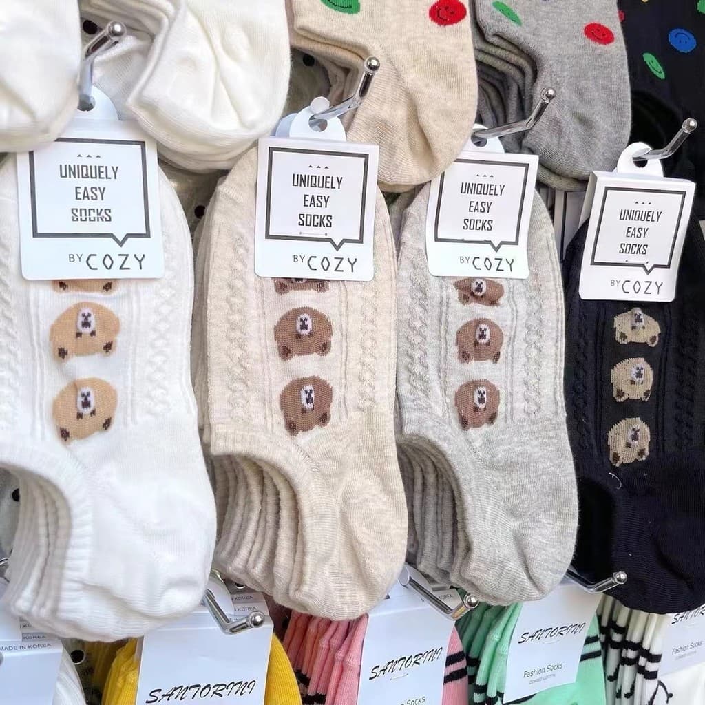 Coreia do sul importado Dongdaemun primavera verão novo estilo meias femininas dos desenhos animados urso barco meias tr