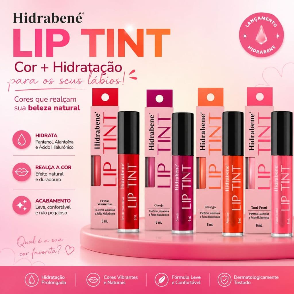 Gloss Labial Lip Tint Hidrabene 6ml Hidratação e Longa Duração