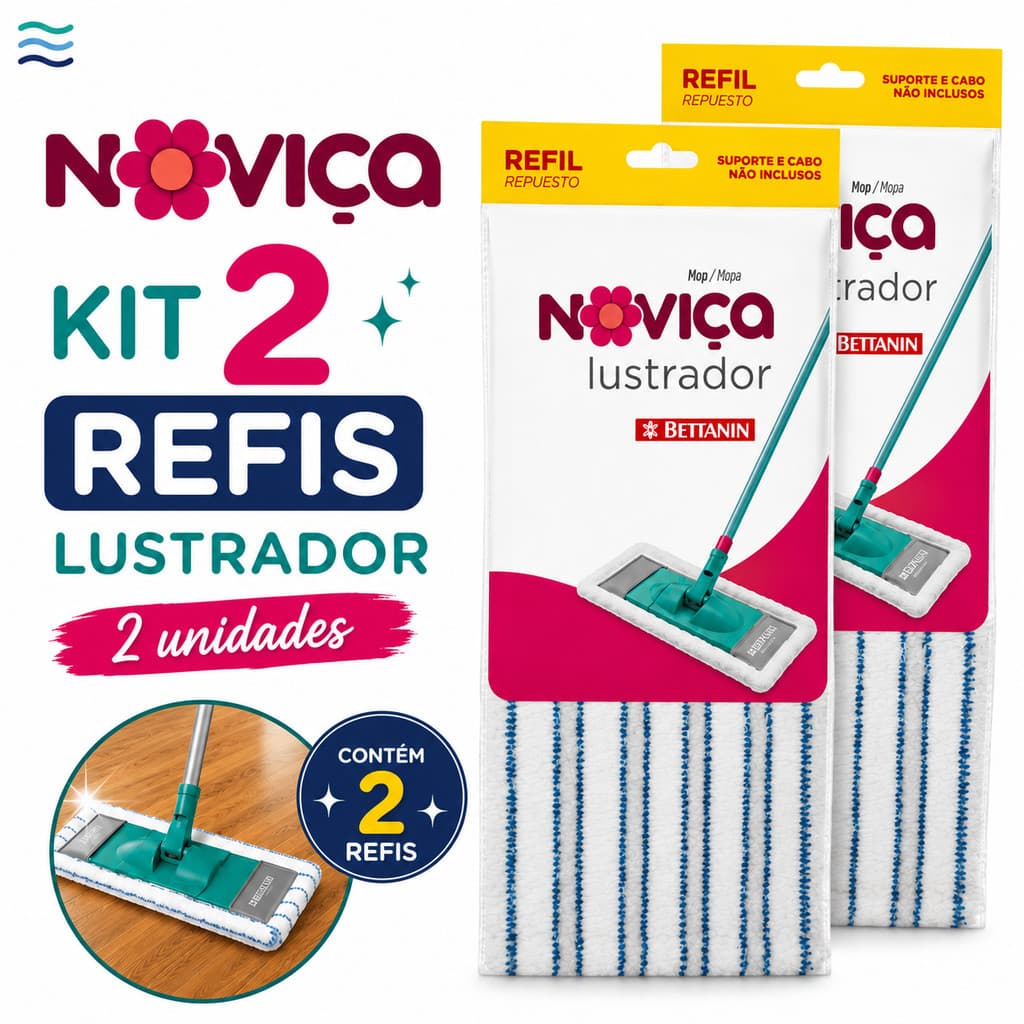 Kit c/2 Refil para Mop Lustrador em Lã Sintética Noviça Bettanin Sem Cabo 136R
