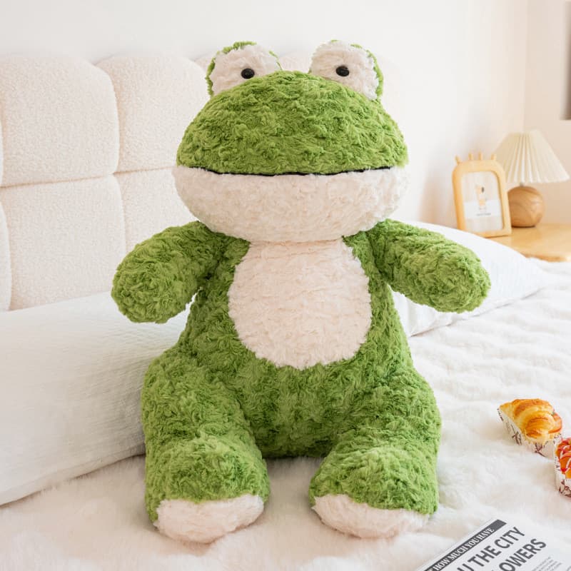 Bonito sapo verde boneca brinquedo de pelúcia dos desenhos animados boneca menina travesseiro boneca presente aniversári