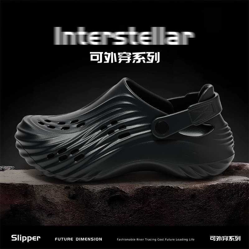 Sapatos masculinos de sola grossa com buraco 2026 verão exterior wear antiderrapante Baotou chinelos merda-piso versão c