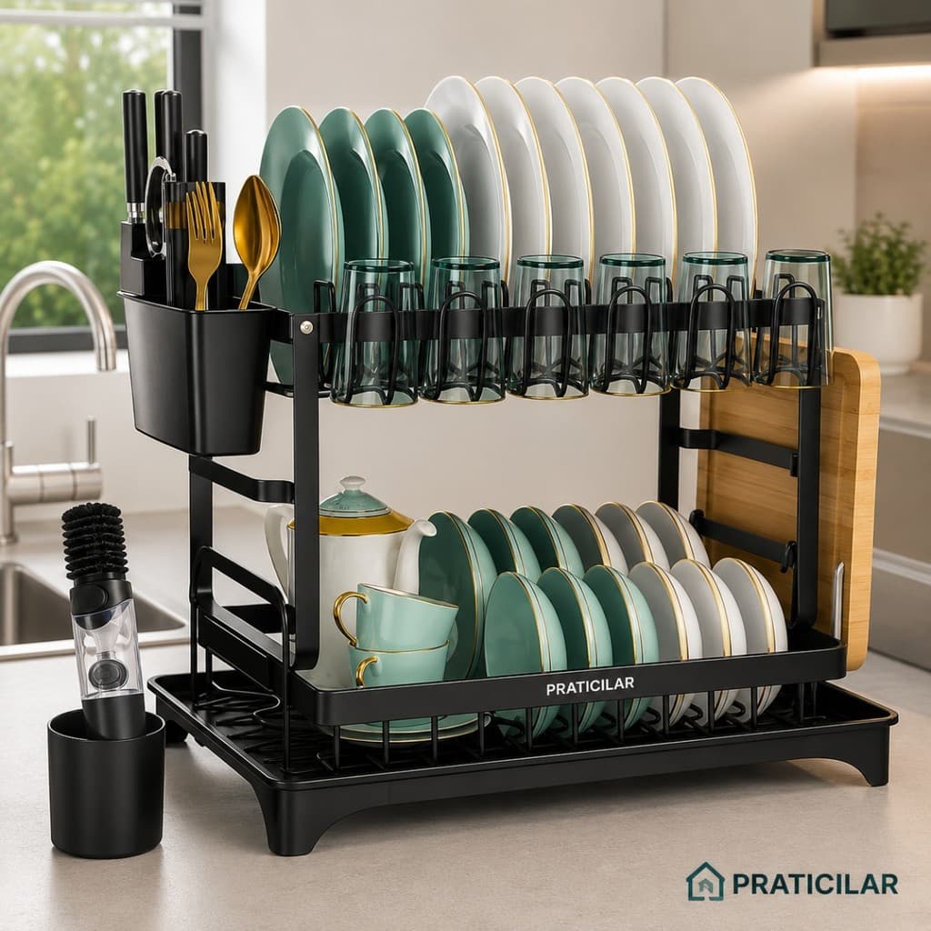 Escorredor De Louça Inox 18 Pratos Talheres Copos Modular