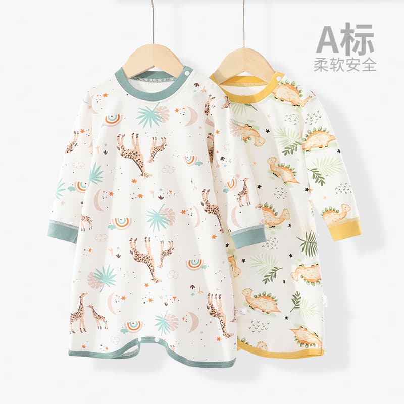 Meninas camisola infantil Anti-frio camisola meninos primavera outono bebê roupas de uma peça pijamas bebê puro algodão