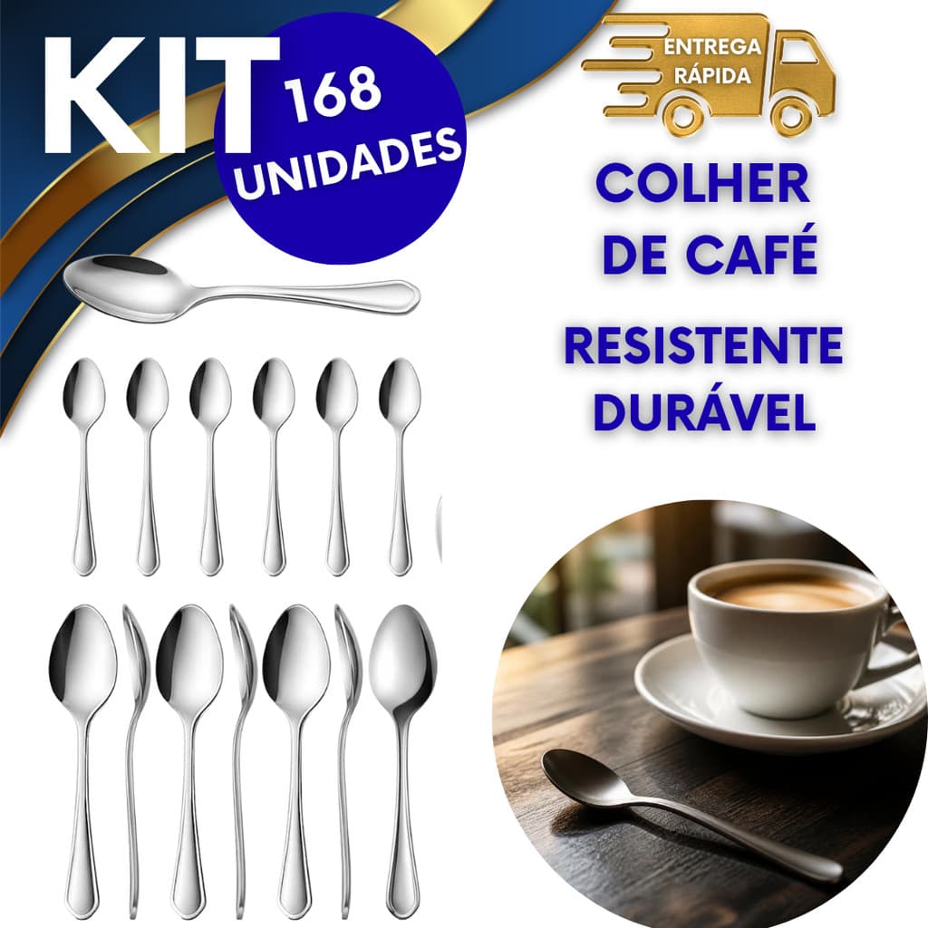 168 COLHERES DE CAFÉ DE AÇO INOXIDÁVEL COLHER DE CAFÉ IDEAL PARA CAFÉ CHÁ SOBREMESA CASA TRABALHO