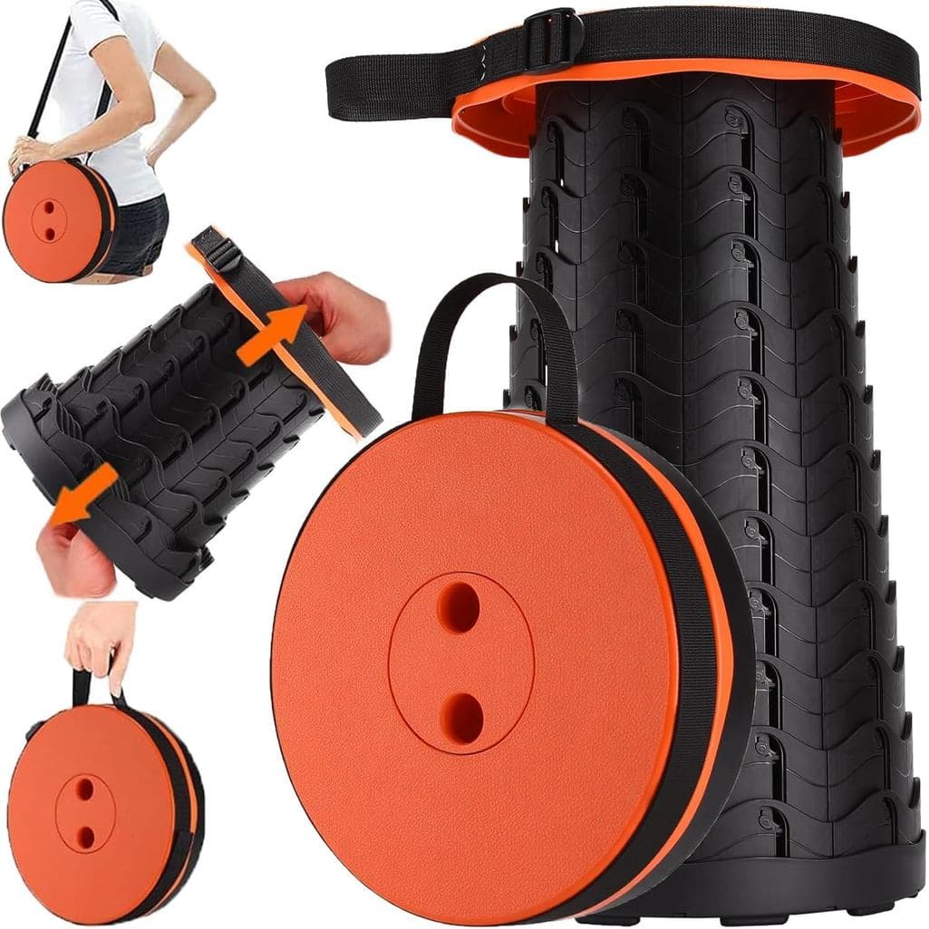 Cadeira dobrável de camping, upgrade 2026, cadeira telescópica leve e compacta, capacidade 180 kg, abertura em 1 segundo, altura ajustável 6,5–45 cm, antiderrapante, para pesca, viagem, churrasco e filas
