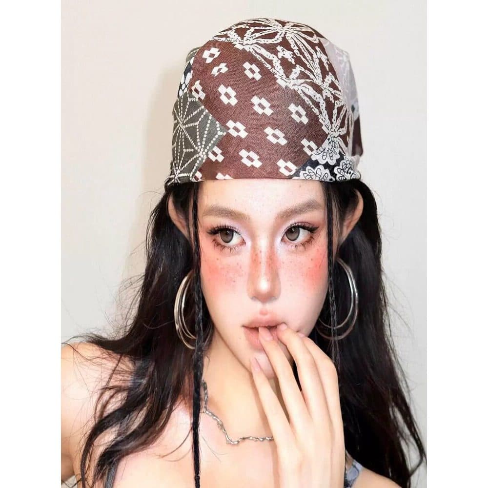 Americano Retro caju flor lenço feminino verão fino Millennium quente menina pequeno lenço quadrado y2k único Hip-Hop le
