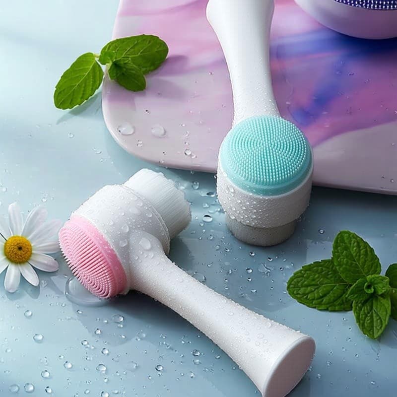 Escova de lavagem facial, cabelo macio, limpador facial, dupla face, escova de limpeza, Manual, poros faciais, limpeza p