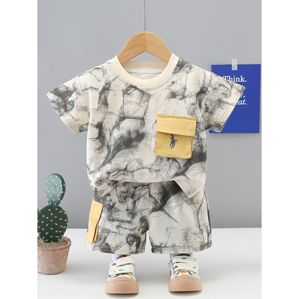Meninos roupas de verão moda terno de manga curta moda na moda legal bebê verão dividir roupas do bebê roupas infantis t