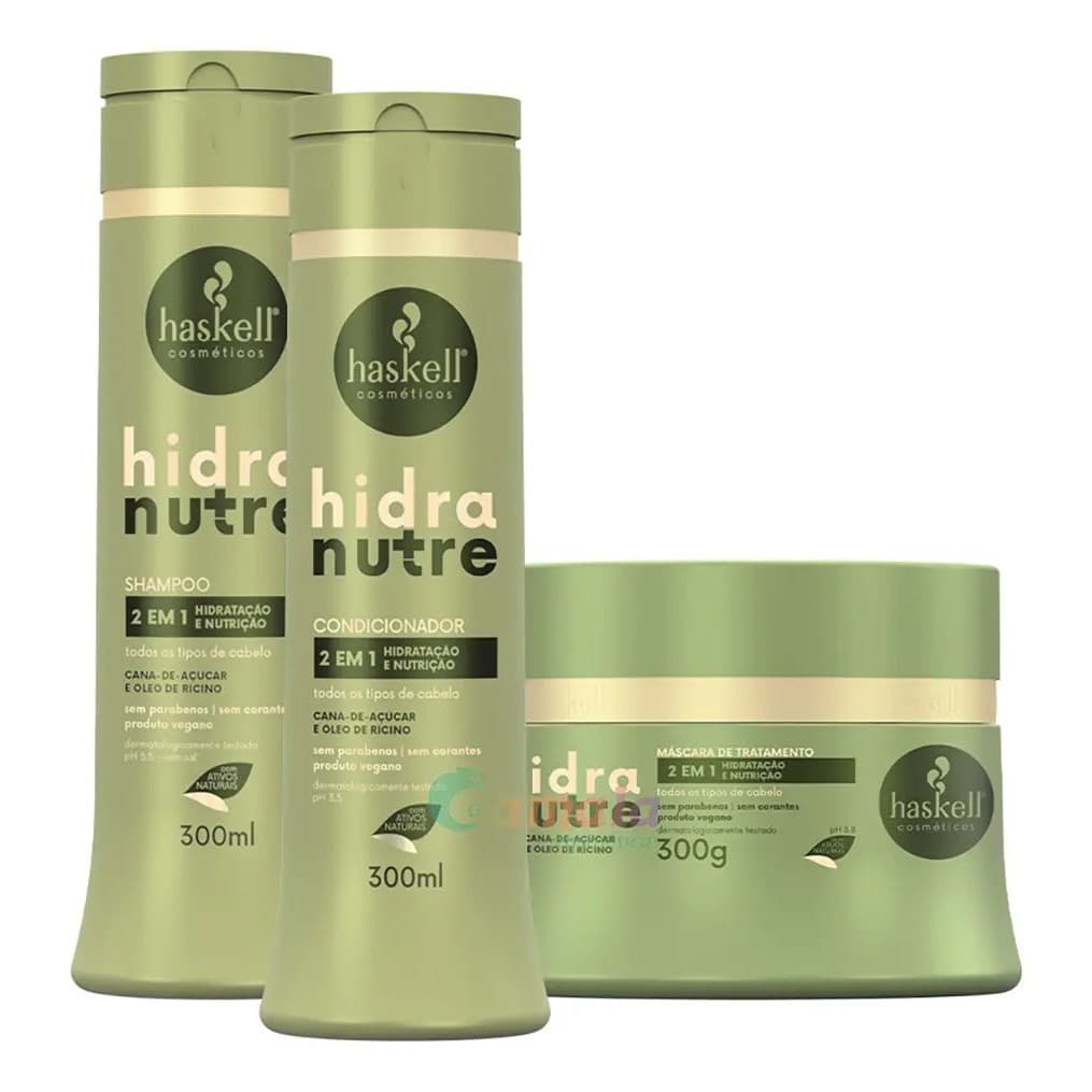 Kit Hidranutre Shampoo Condicionador e Mascara 300g Haskell - Hidratação e Nutrição