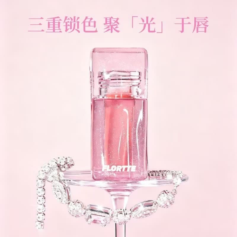 FLORTTE Shuiliangjing Liuguang Série Dudu Lip Gloss Espelho Batom Nu Branqueador