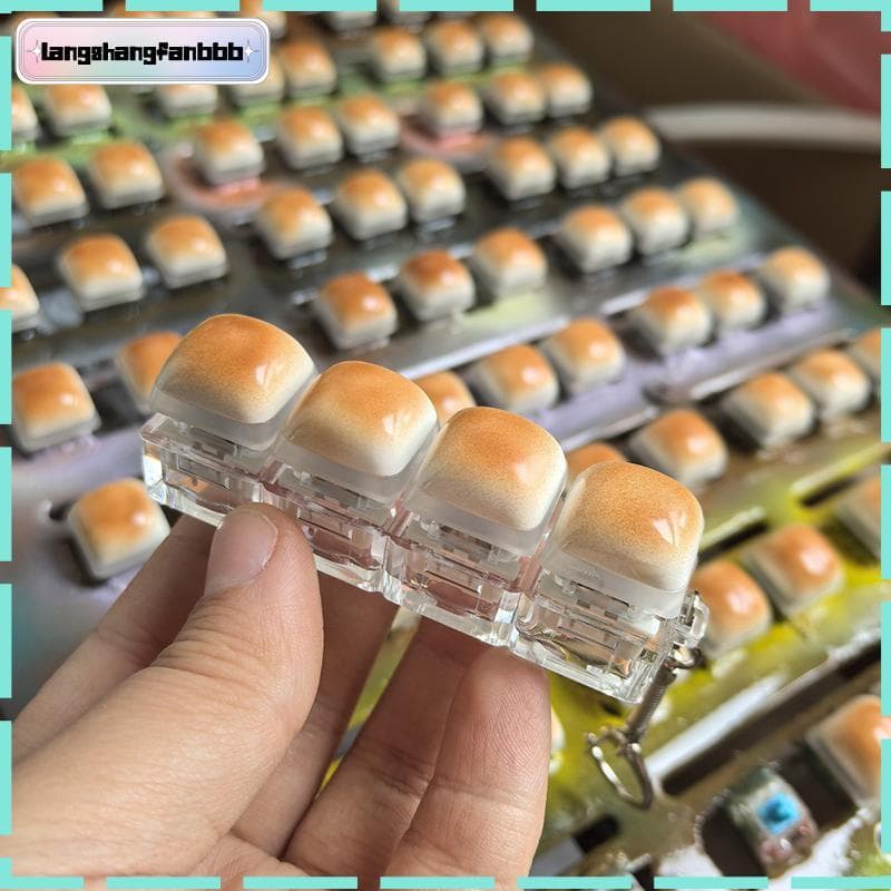 [LANGB] Caramelo Pão Alívio Do Estresse Keycap Chaveiro Botão Luz Mochila Pingente BR