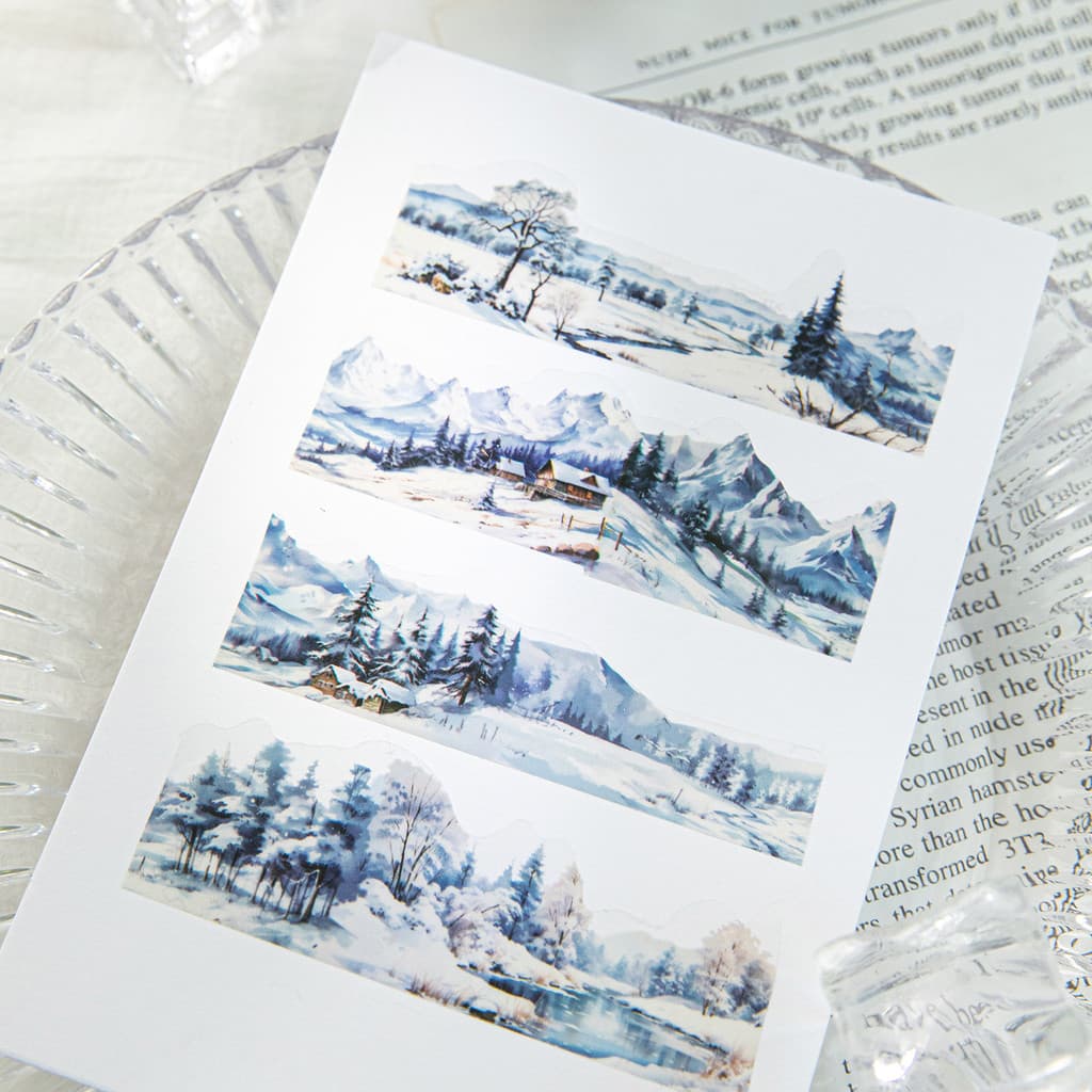 Ki Semi-Tinta Papelaria Vá para as Montanhas Mar PET Fita em formato especial Material de paisagem Adesivos de paisagism