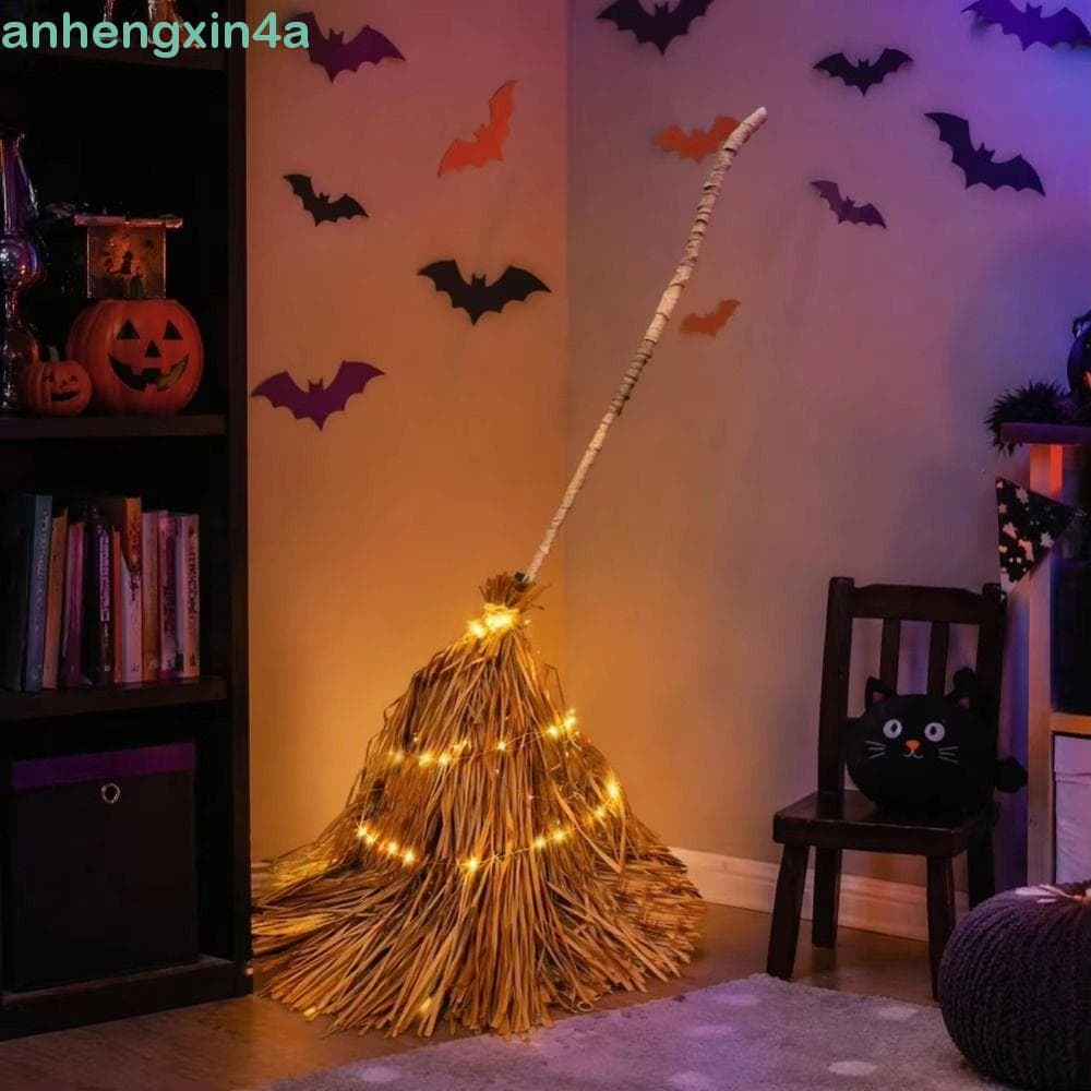 ANHENGXIN Vassoura Flutuante , Móvel Giratória Elétrica De Bruxa Iluminada Por Halloween , Corda De LED