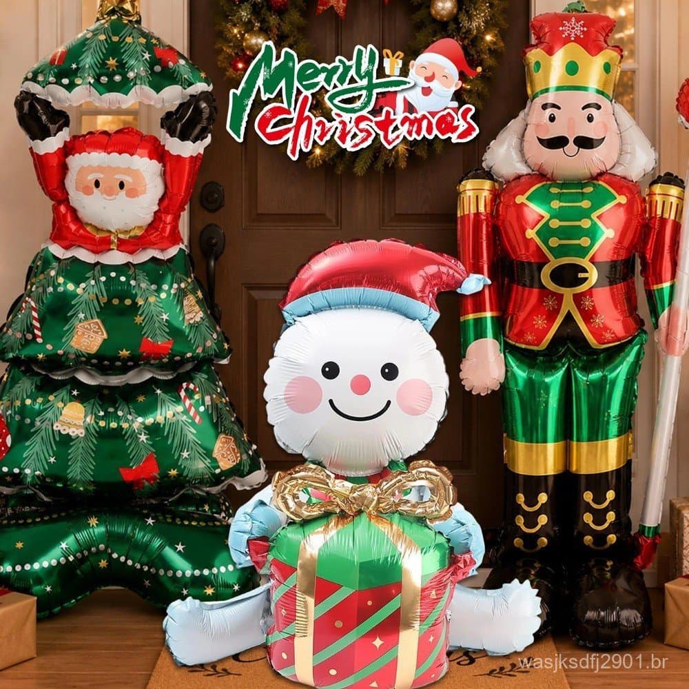 Gigante 3D Folha De Alumínio De Natal Balão Em Pé Multi-Estilo Boneco De Neve Árvore Balões Infláveis Decoração De Festa