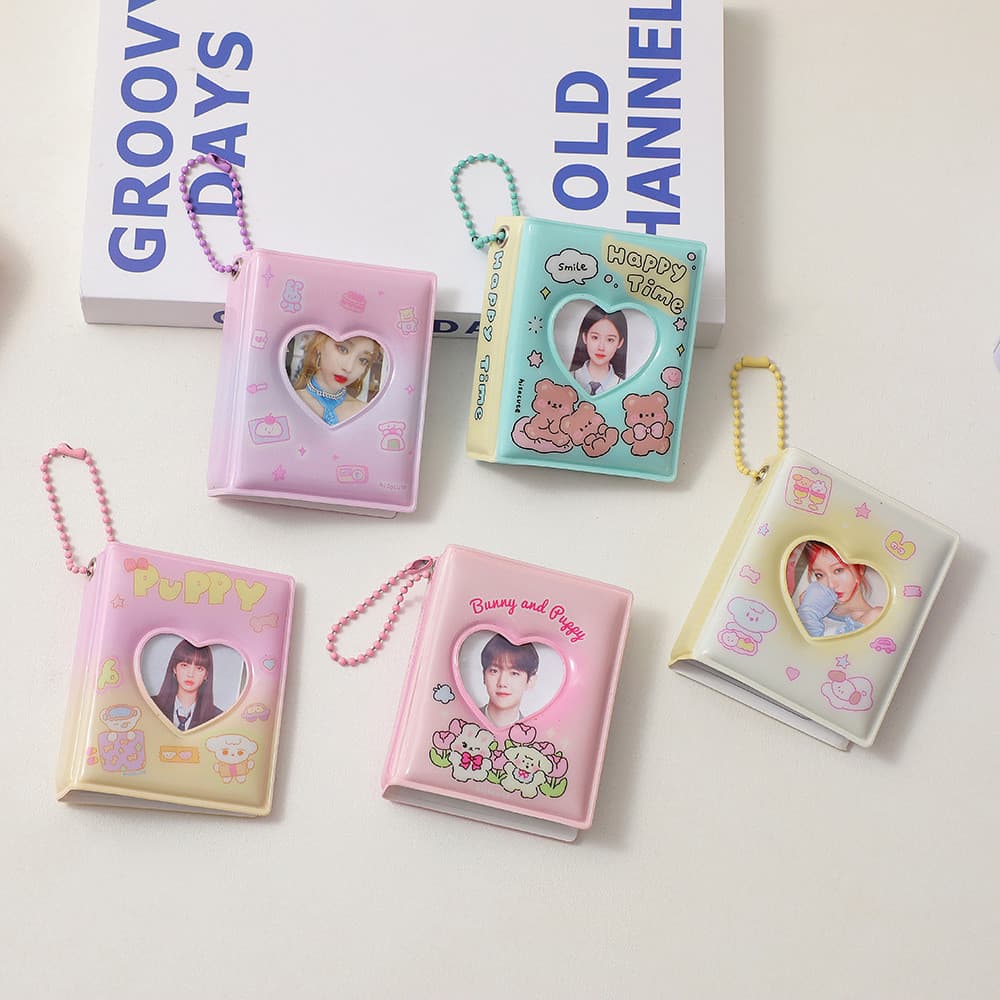 Álbum de fotos criativo em formato de coração, oco, para estudantes, com capacidade para fotos de 2 polegadas, mini álbu