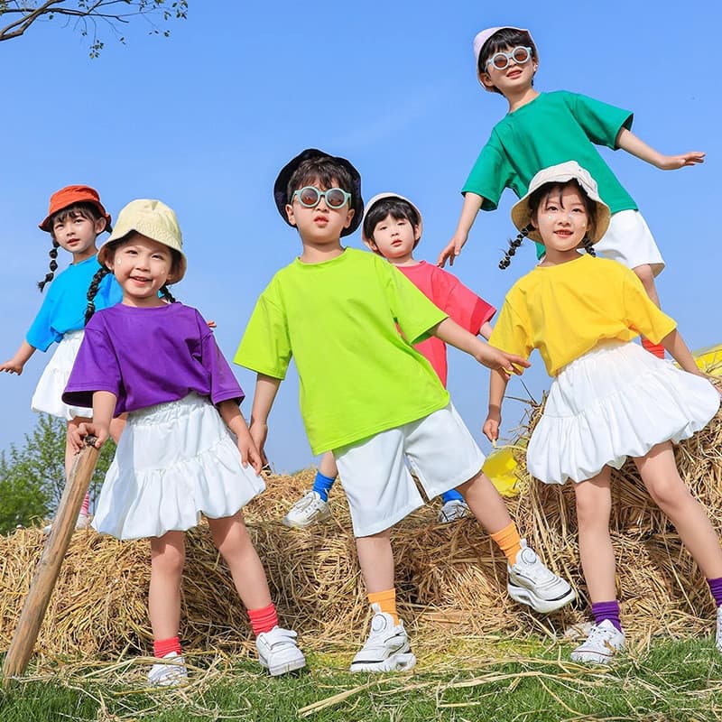 Crianças roupas infantis jardim de infância formatura foto dança camiseta estudantes da escola primária Cheerleading des