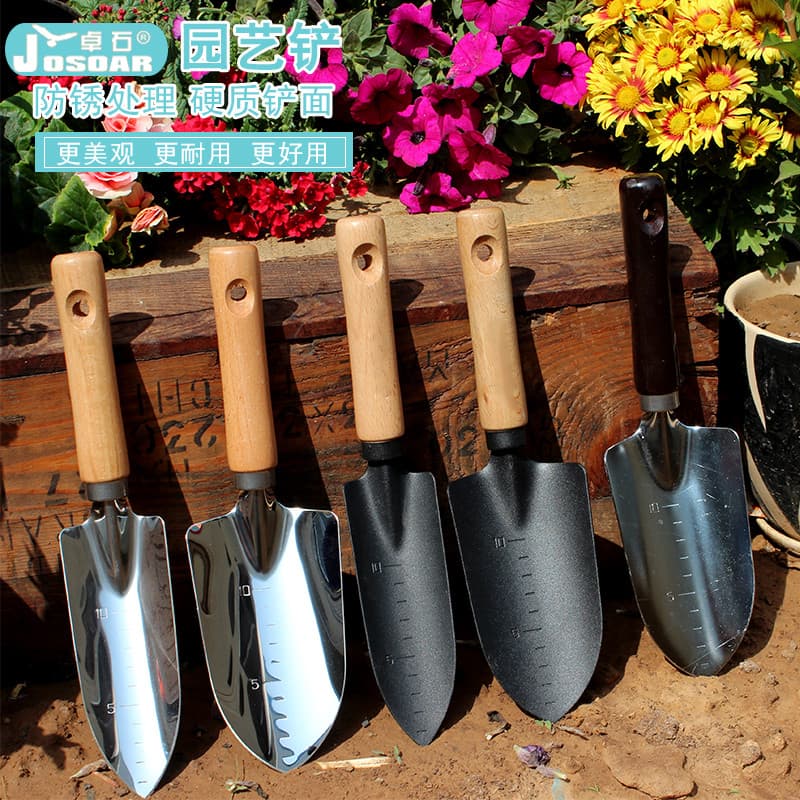 Pá de jardinagem em aço inoxidável, aço carbono, jardinagem, pá pequena, pá manual, pá de flores, ferramentas de jardim,